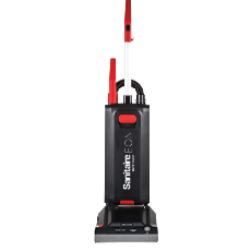 Product image of a black and red Sanitaire Eon Quietclean Upright Vacuum Cleaner